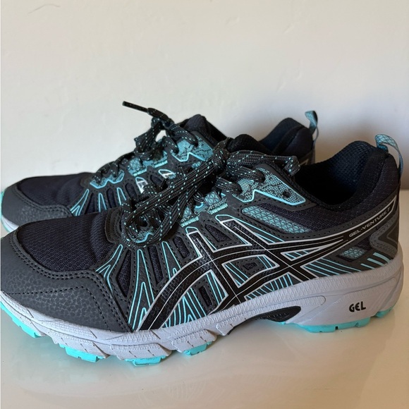 ASICS Women's Gel-Venture 7 Black and Blue Shoes - Picture 7 of 10